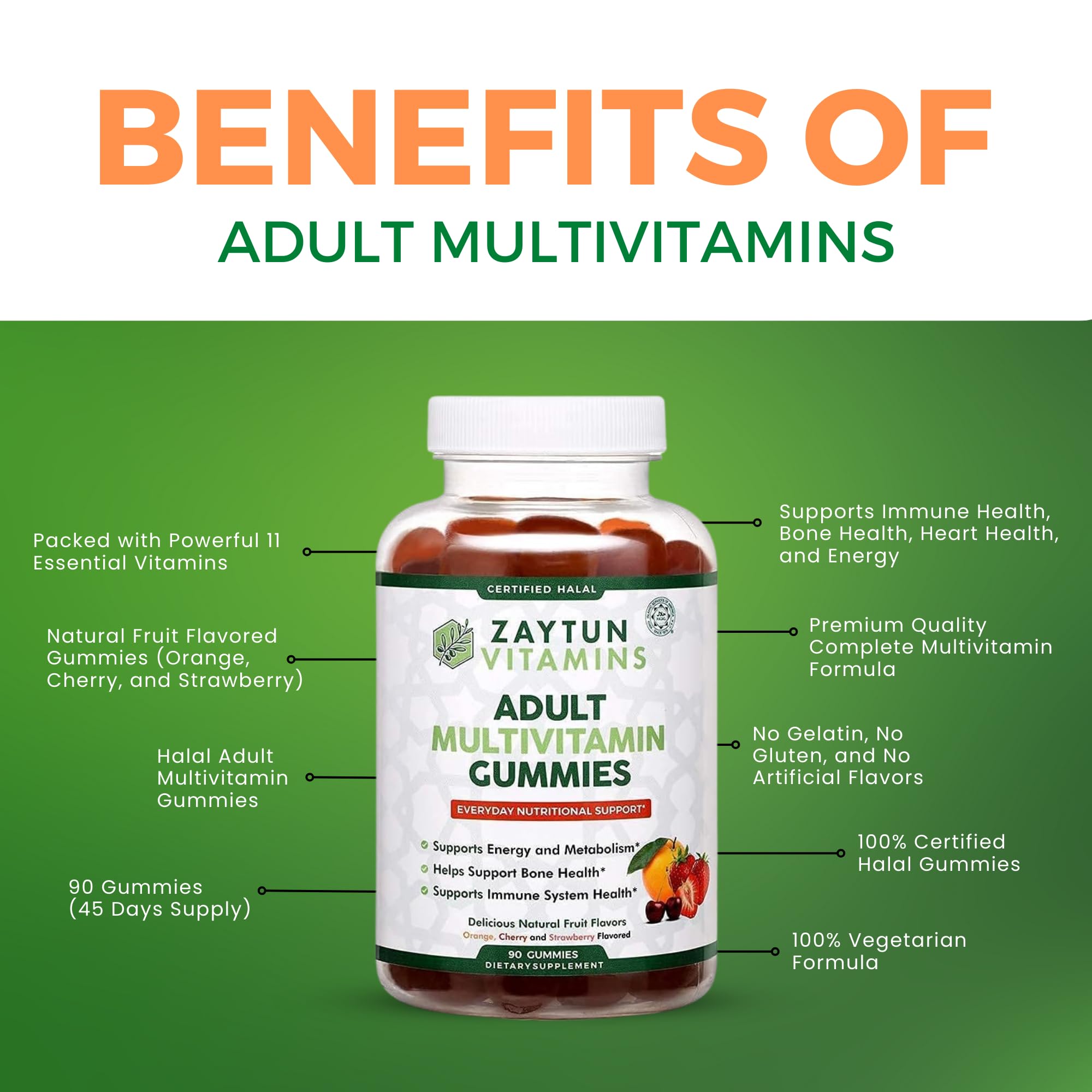 Zaytun Vitamins Adult Multivitamin Gummies with lifestyle background