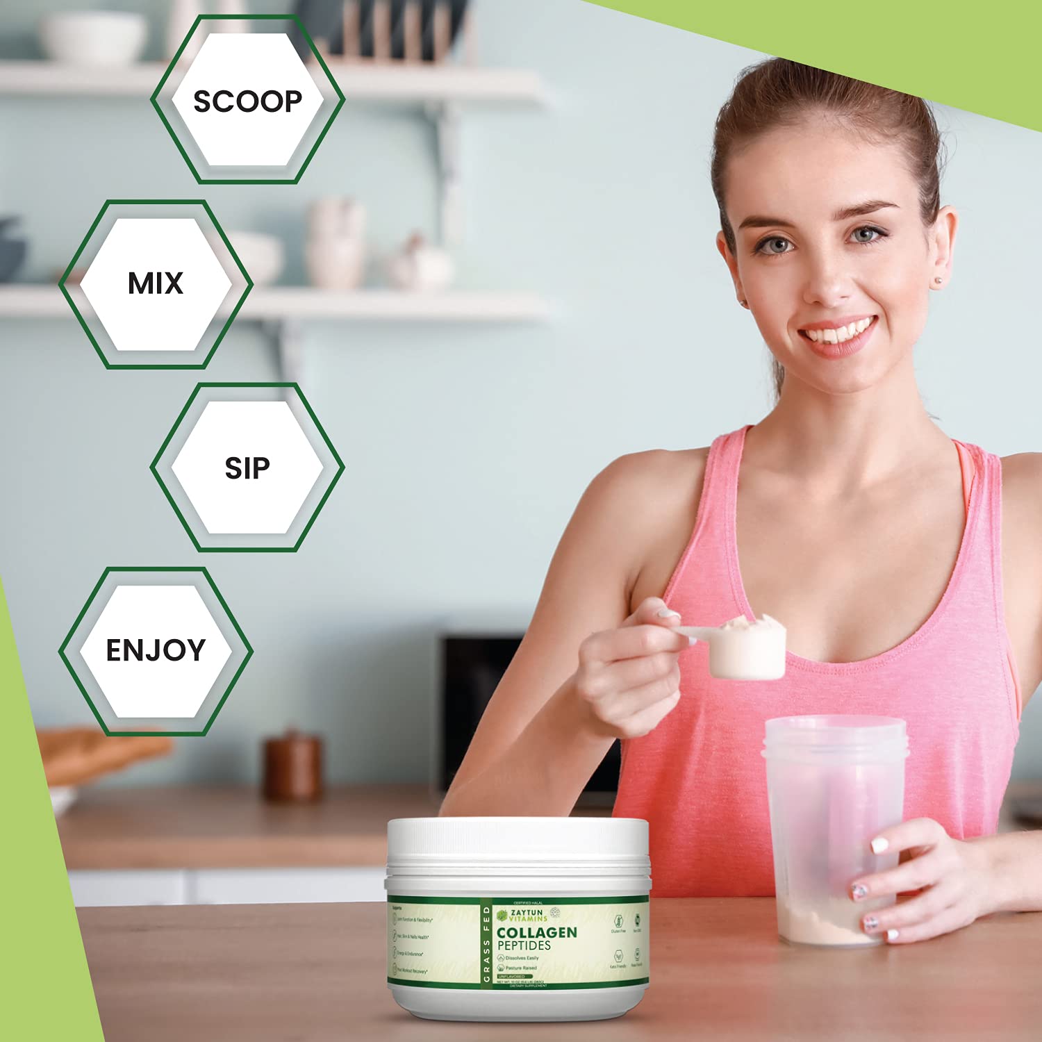 Zaytun Vitamins Collagen Peptides product with ingredients list