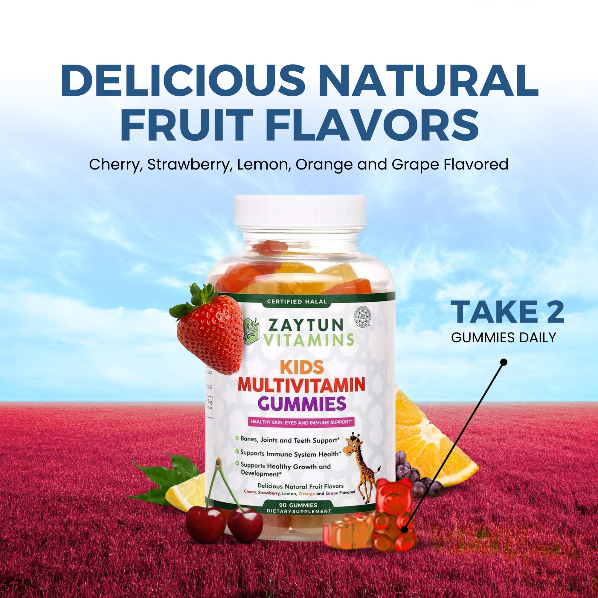 Zaytun Vitamins Kids Multivitamin Gummies with a child holding them