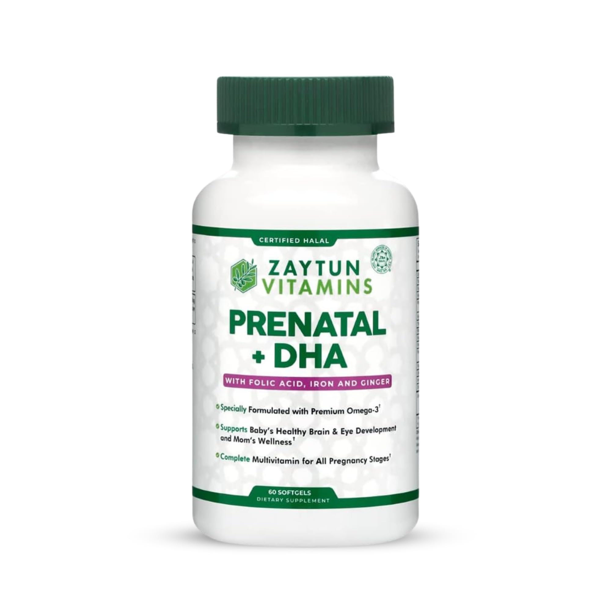 Zaytun Vitamins Prenatal Multivitamin + DHA Softgels front view