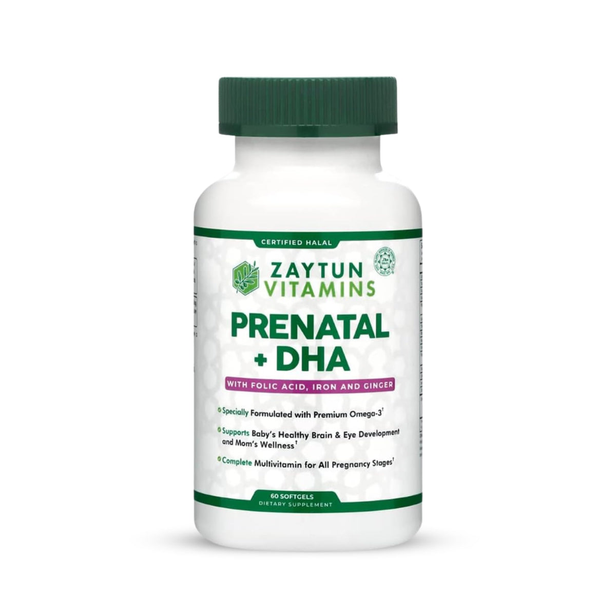 Zaytun Vitamins Prenatal Multivitamin + DHA Softgels front view