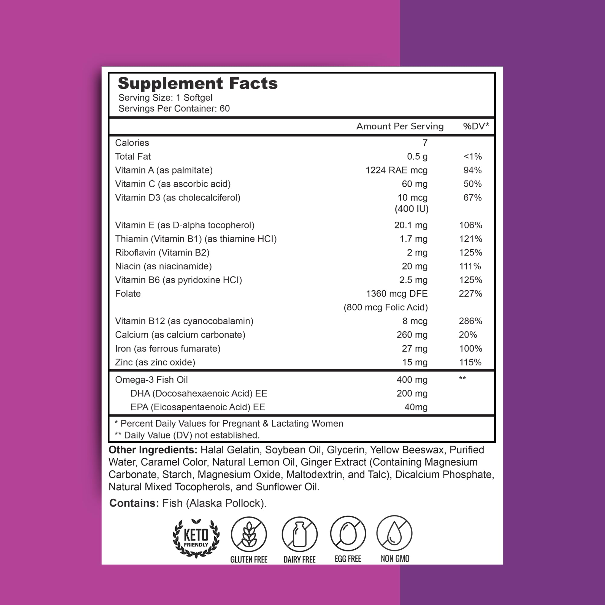 Zaytun Vitamins Prenatal Multivitamin + DHA Softgels packaging