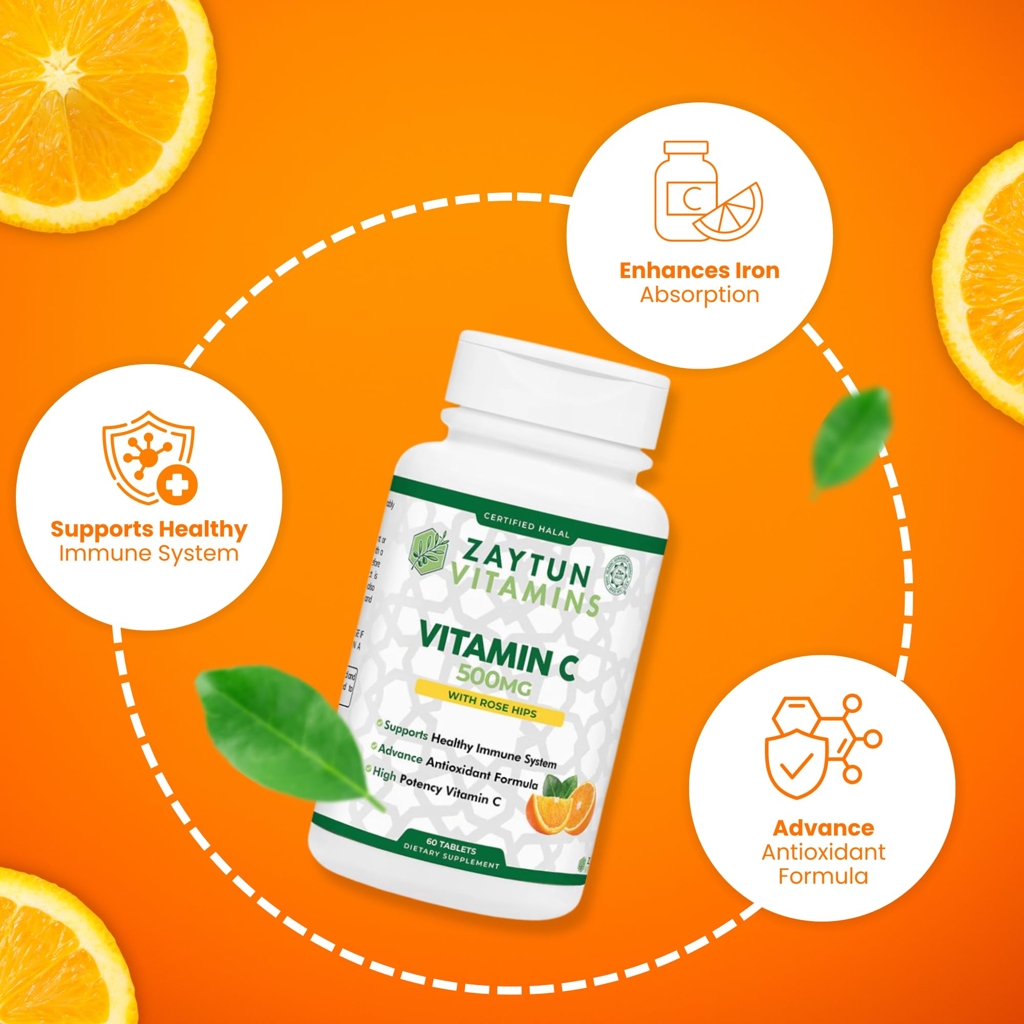 Zaytun Vitamins Vitamin C 500mg tablet close-up