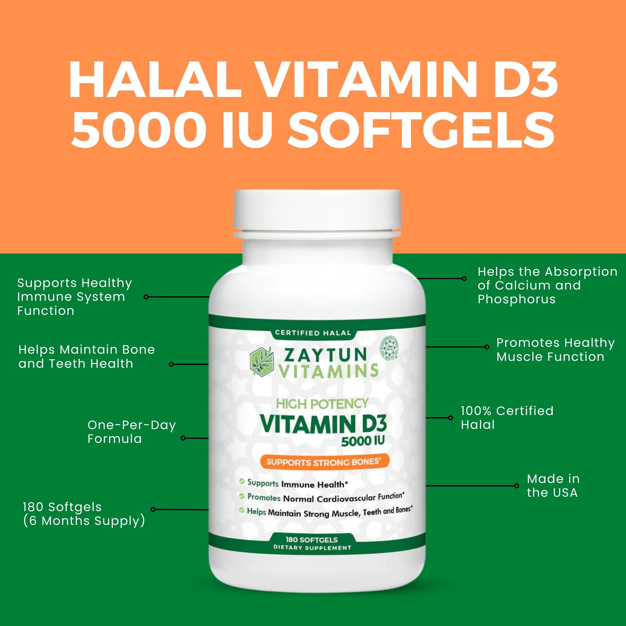 Zaytun Vitamins Vitamin D3 5000 IU mini softgels with a glass of water