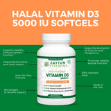 Zaytun Vitamins Vitamin D3 5000 IU mini softgels with a glass of water