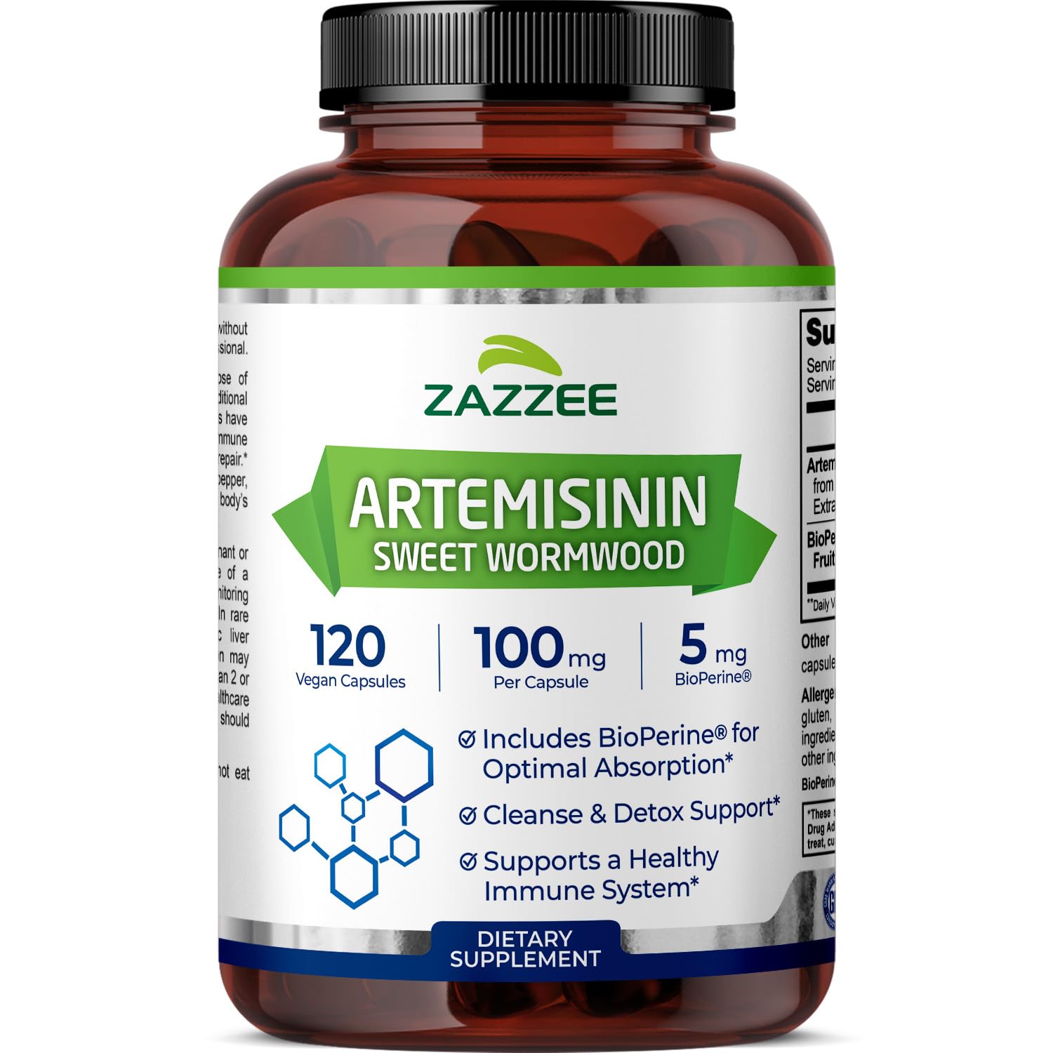 Zazzee Artemisinin 100mg 120 Capsules front view