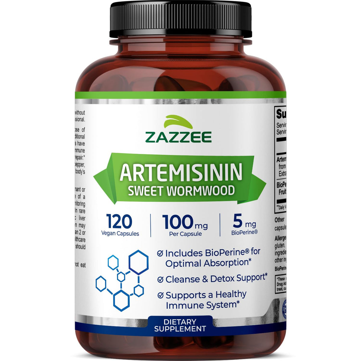 Zazzee Artemisinin 100mg 120 Capsules front view