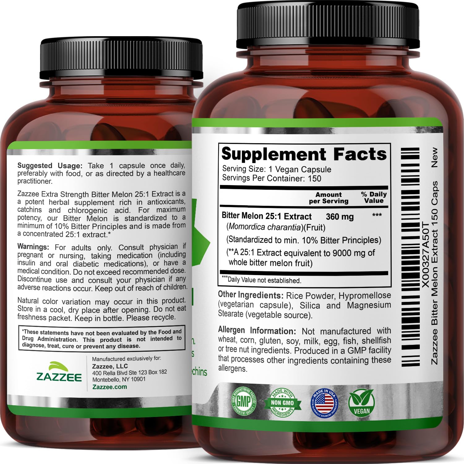 Zazzee Bitter Melon Extract product packaging