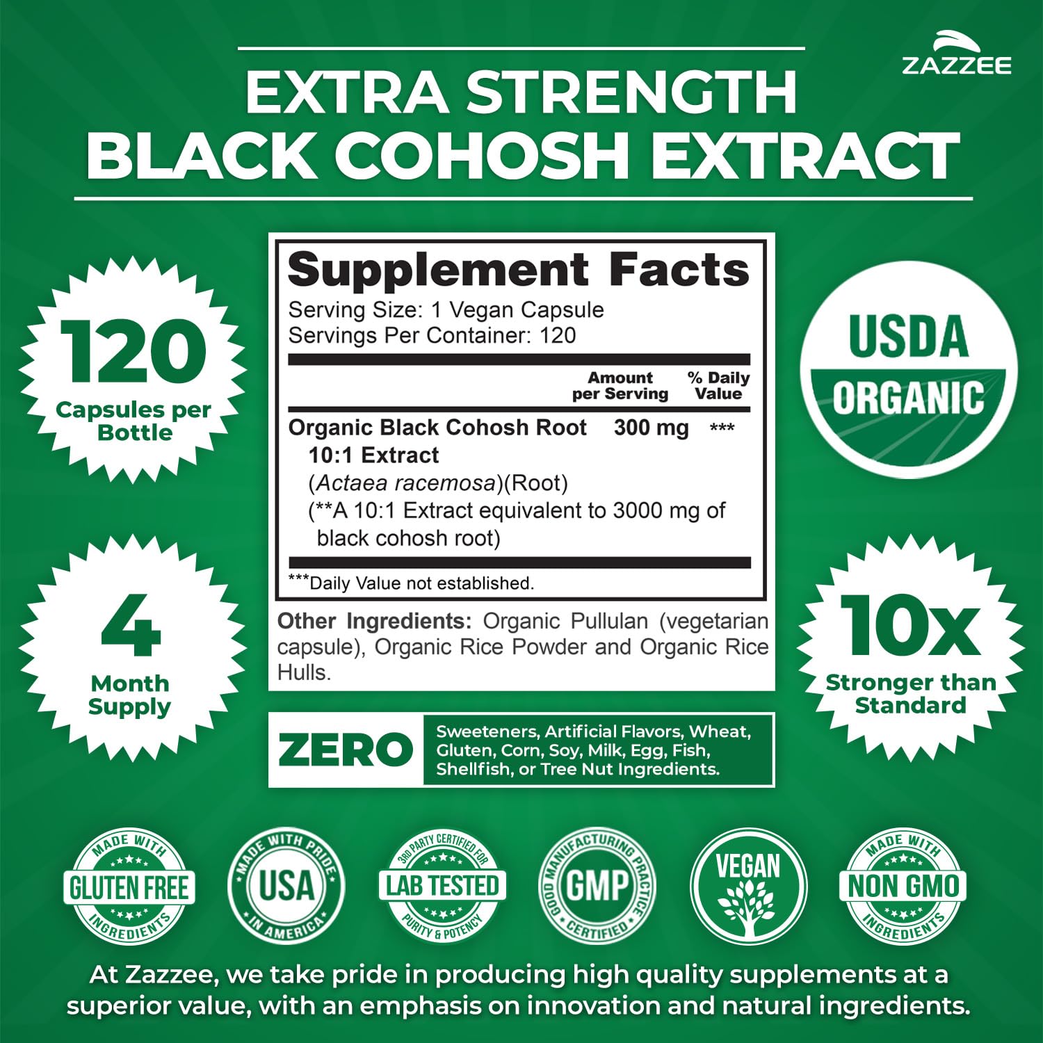 Zazzee Black Cohosh Extract capsules close-up