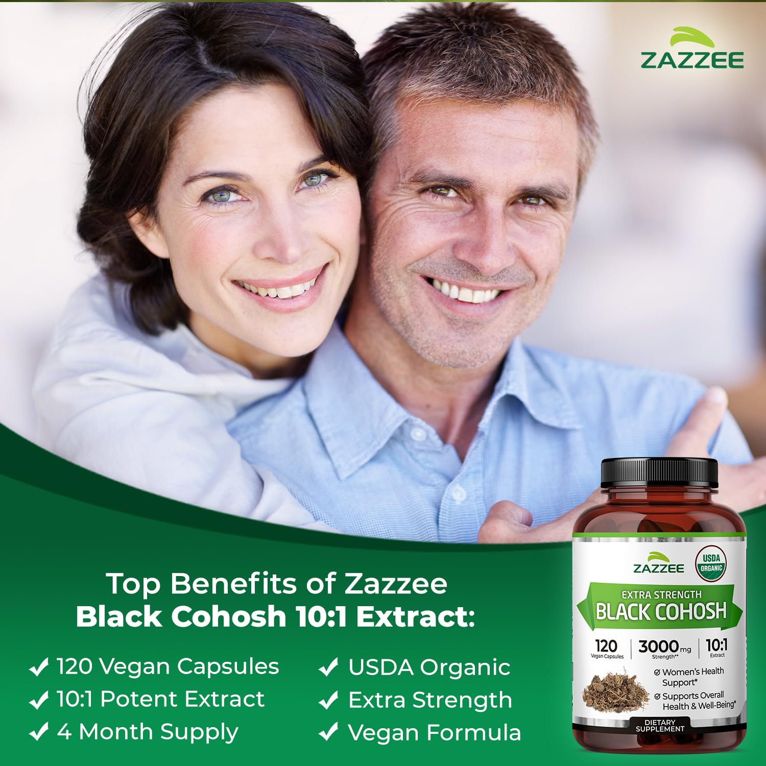 Zazzee Black Cohosh Extract packaging top view