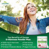 Zazzee D-Mannose Powder Plus 248g back view with ingredient list