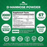 Zazzee D-Mannose Powder Plus 248g side view with scoop