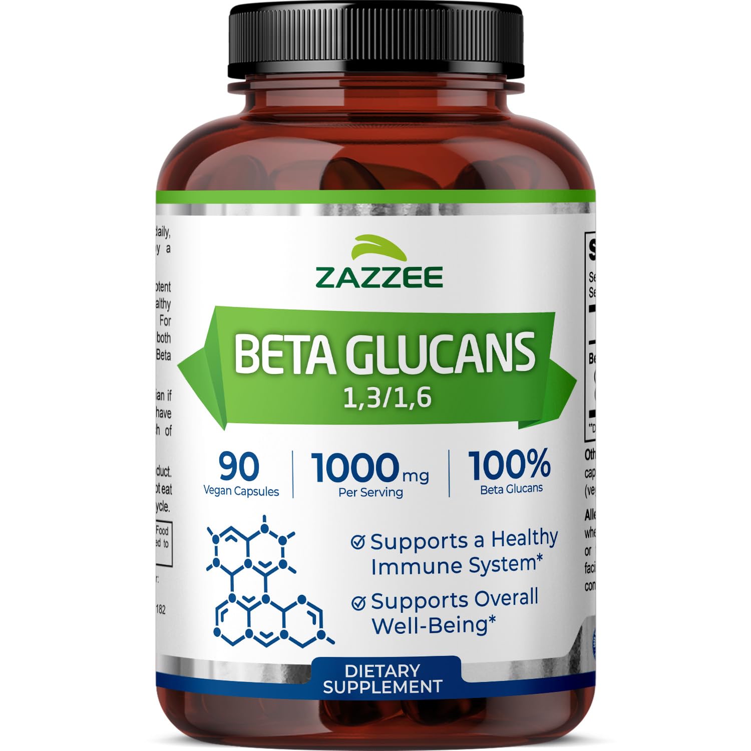 Zazzee Extra Strength Beta Glucans Capsules bottle front view