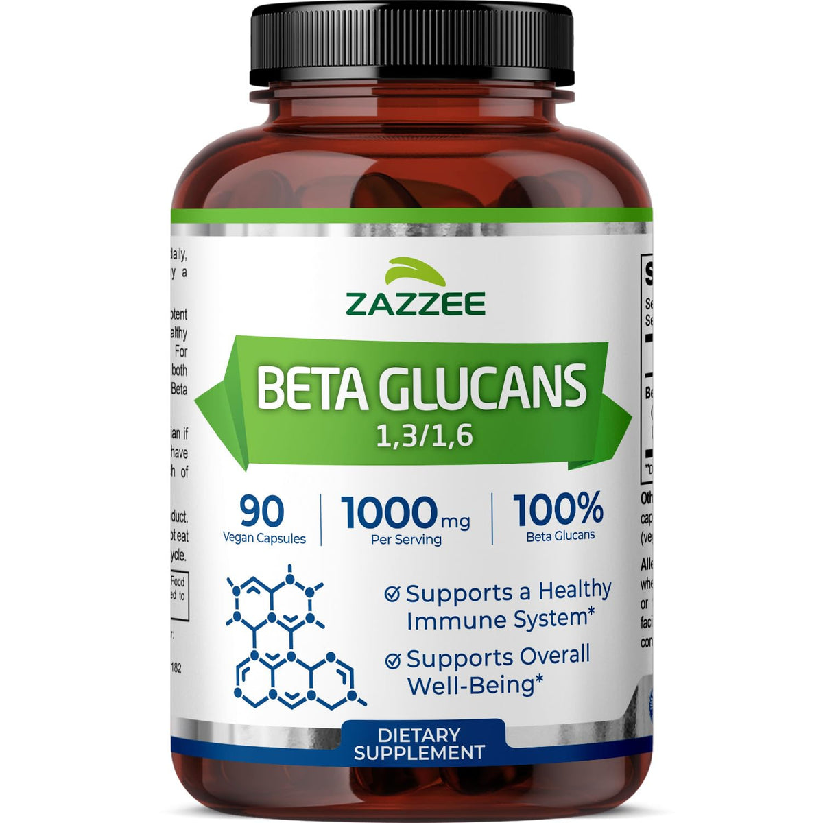 Zazzee Extra Strength Beta Glucans Capsules bottle front view