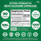 Zazzee Extra Strength Beta Glucans Capsules with dosage information