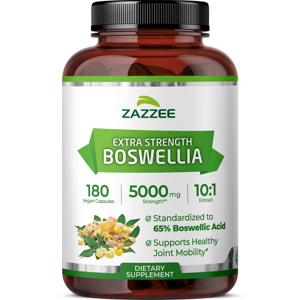 Zazzee Extra Strength Boswellia Serrata Extract 180 capsules front view