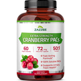 Zazzee Extra Strength Cranberry PACs 60 capsules bottle front view