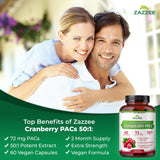 Zazzee Extra Strength Cranberry PACs bottle side view