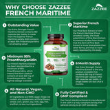 Zazzee Extra Strength French Maritime Pine Bark Extract 350mg on a wooden table
