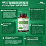 Zazzee Extra Strength Gymnema Sylvestre Extract back view of bottle