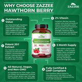 Zazzee Extra Strength Hawthorn Berry Extract with herbal background