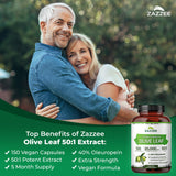 Zazzee Extra Strength Olive Leaf Extract capsules close-up