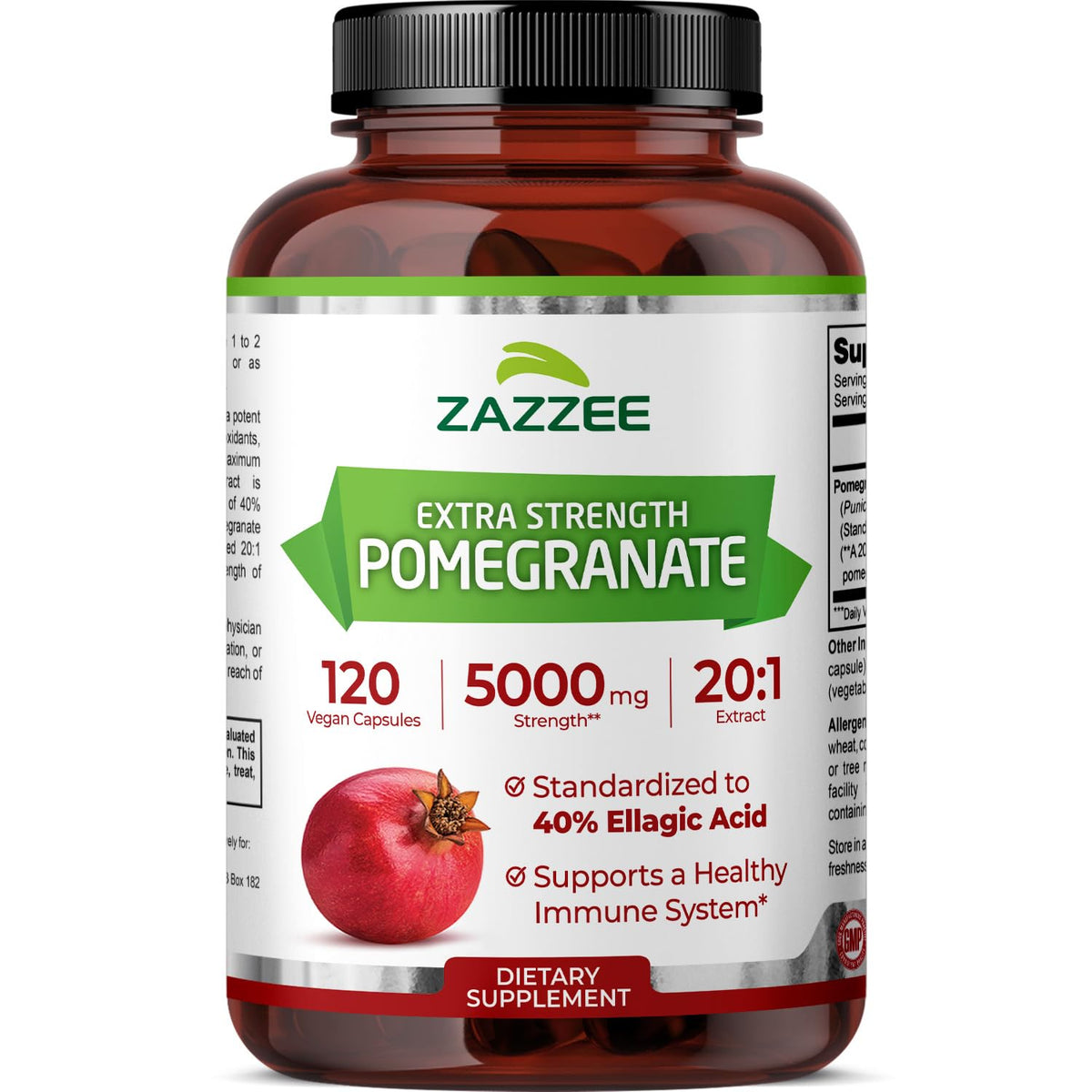 Zazzee Extra Strength Pomegranate Extract bottle front view