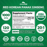 Zazzee Extra Strength Red Korean Panax Ginseng capsules close-up