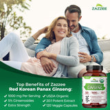 Zazzee Extra Strength Red Korean Panax Ginseng ingredients list