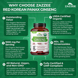 Zazzee Extra Strength Red Korean Panax Ginseng packaging details