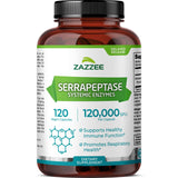 Zazzee Extra Strength Serrapeptase Capsules bottle front view