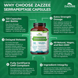 Zazzee Extra Strength Serrapeptase Capsules with measuring spoon