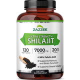 Zazzee Extra Strength Shilajit Extract Capsules bottle front view