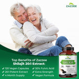 Zazzee Extra Strength Shilajit Extract Capsules with dosage information