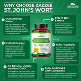 Zazzee Extra Strength St. John’s Wort Extract on a wooden table