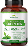 Zazzee Green Tea Extract Capsules 90 Count bottle front view