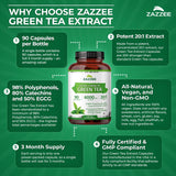 Zazzee Green Tea Extract Capsules with a measuring spoon
