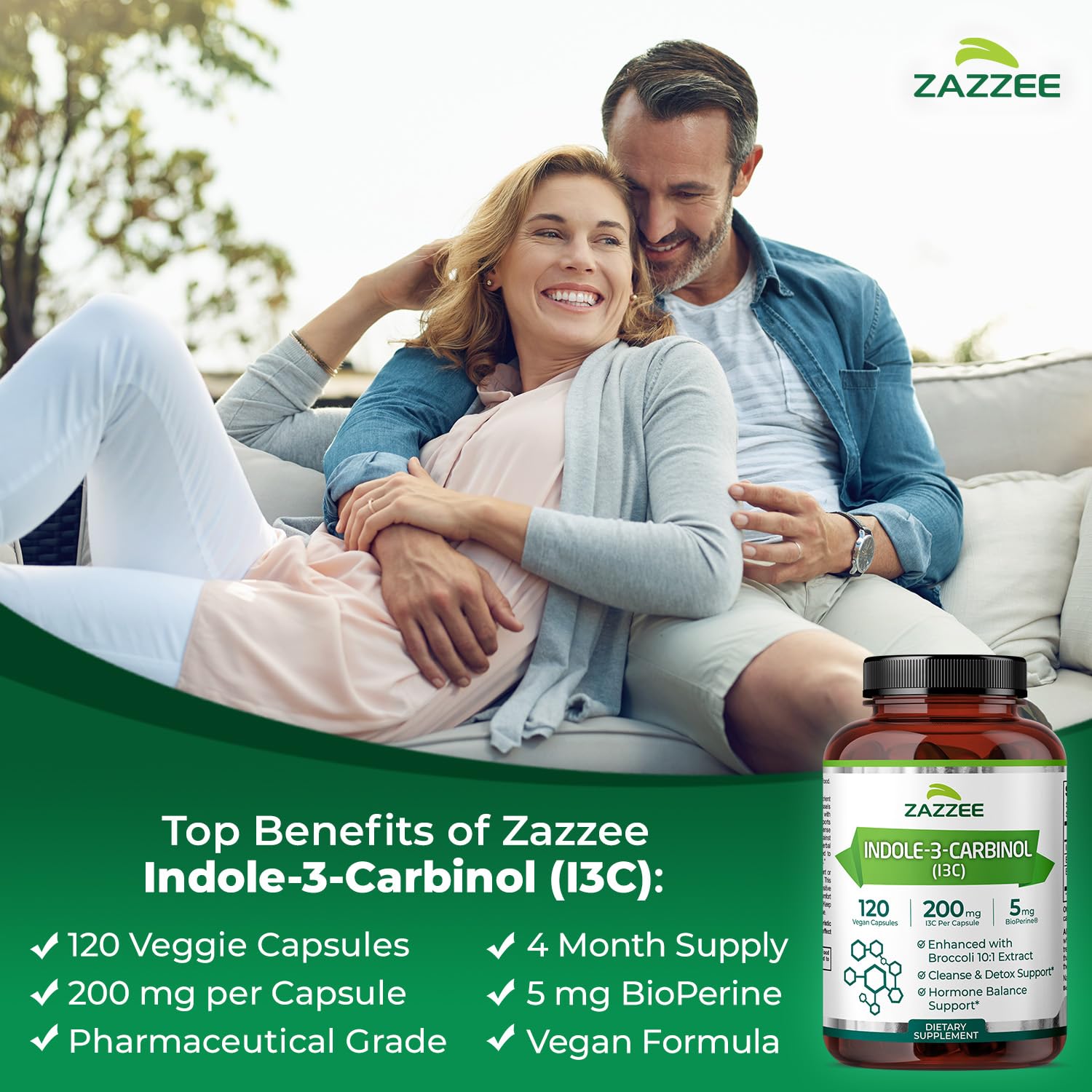 Zazzee Indole-3-Carbinol 200mg capsule close-up