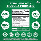 Zazzee Mucuna Pruriens Extract bottle side view showing ingredients