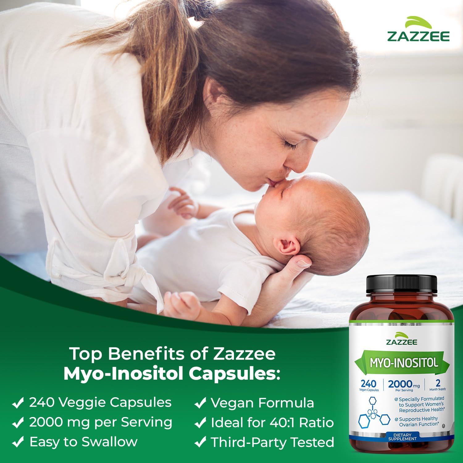 Zazzee Myo-Inositol Capsules close-up of capsules