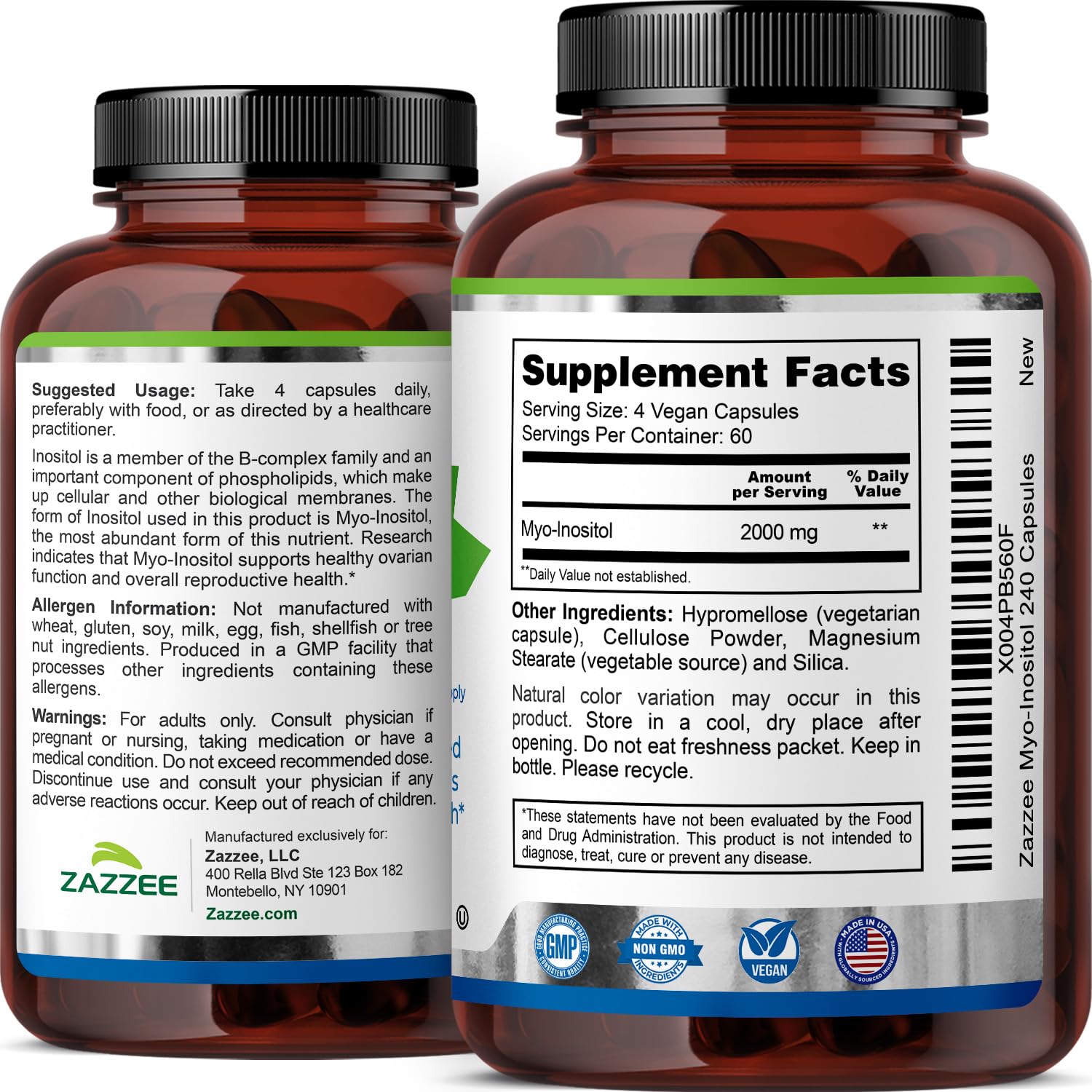 Zazzee Myo-Inositol Capsules ingredients list