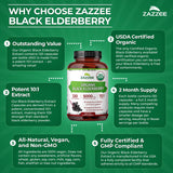Zazzee Organic Black Elderberry Extract on wooden table