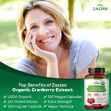 Zazzee Organic Cranberry Capsules 500mg bottle top view