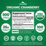 Zazzee Organic Cranberry Capsules 500mg with capsules visible