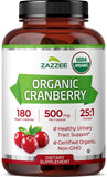 Zazzee Organic Cranberry Extract 180 capsules front view