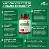 Zazzee Organic Cranberry Extract Capsules 500mg bottle with natural background