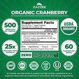 Zazzee Organic Cranberry Extract Capsules 500mg close-up of capsules