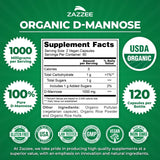 Zazzee Organic D-Mannose Capsules bottle with a measuring spoon