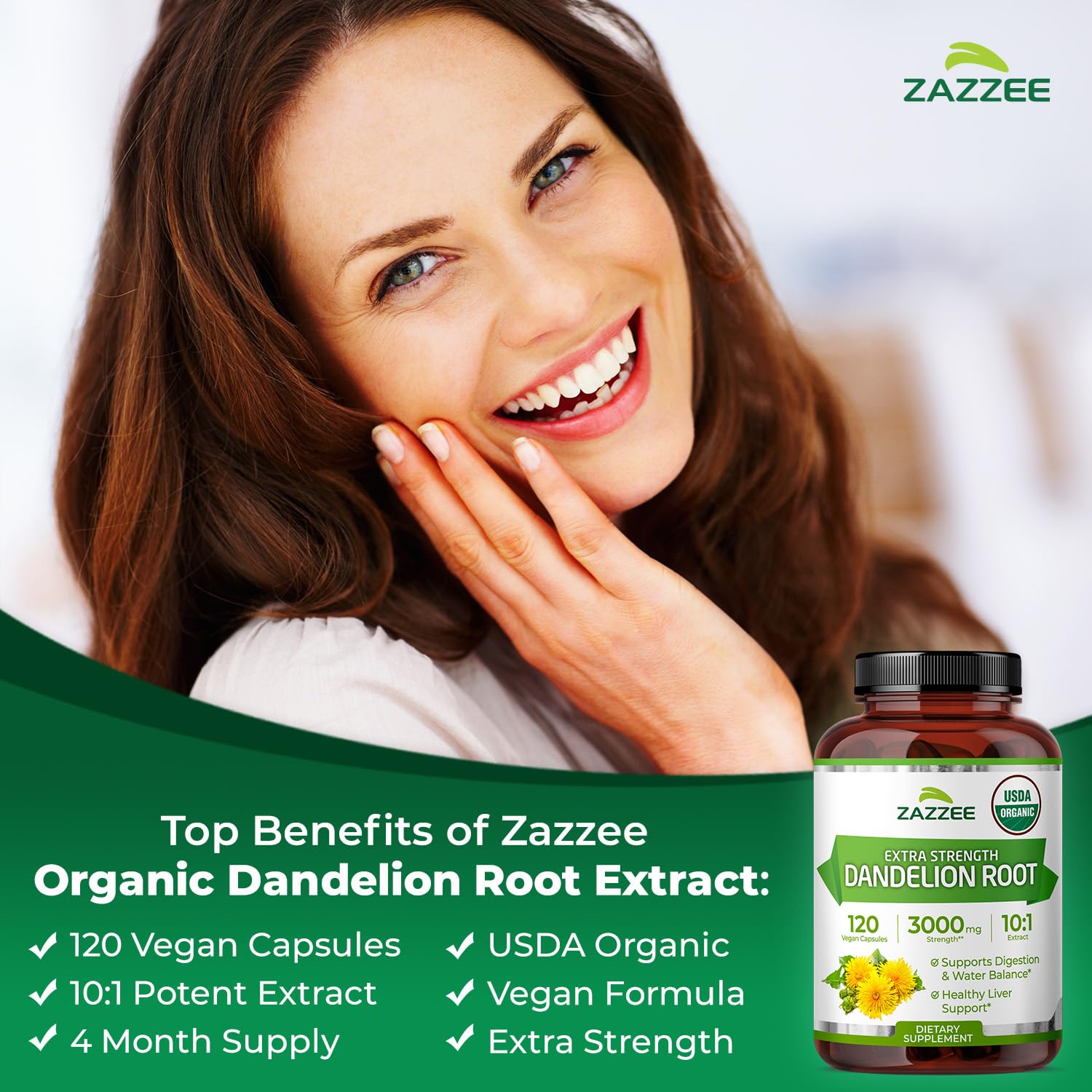Zazzee Organic Dandelion Root Extract ingredients list