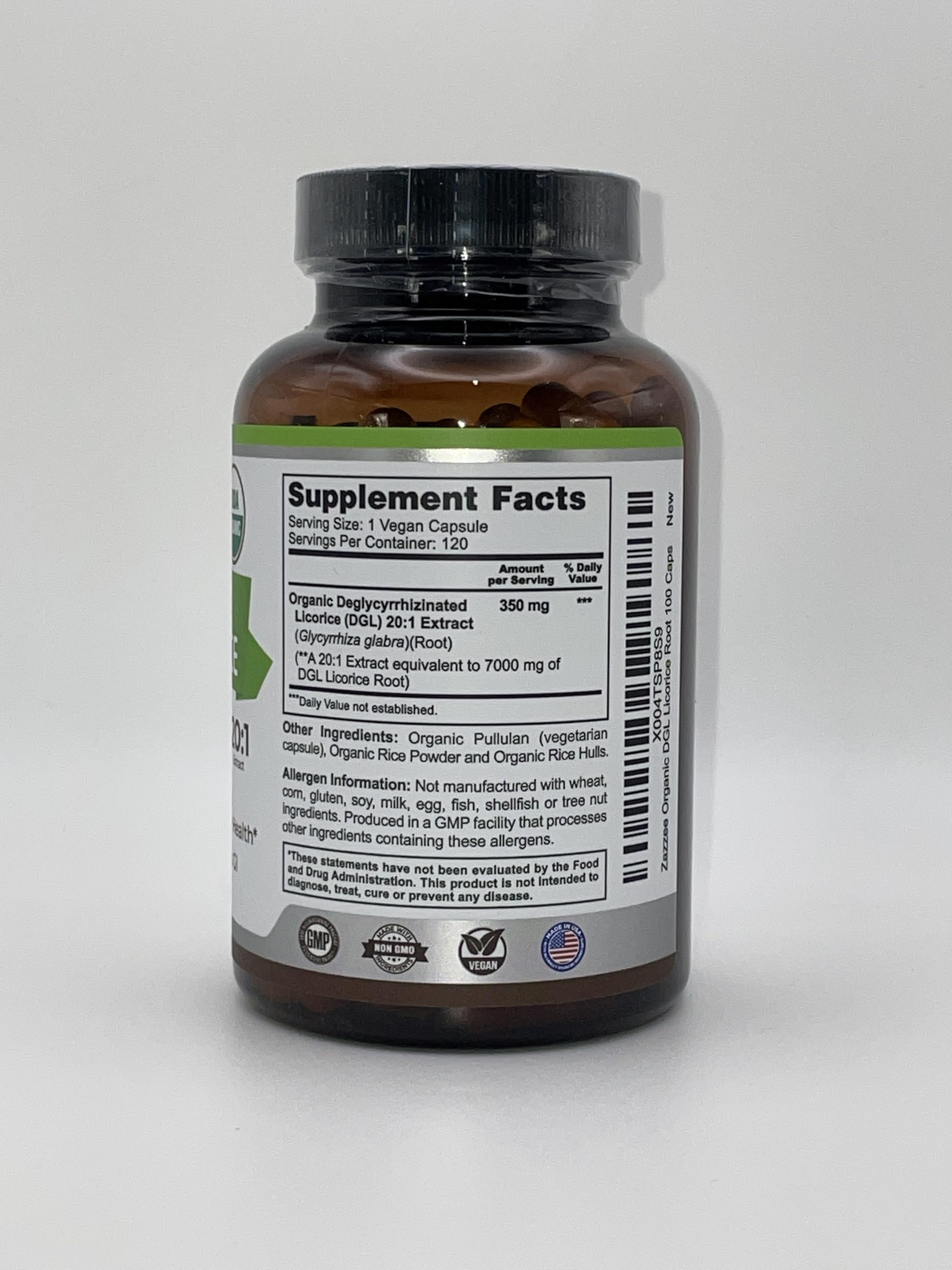 Zazzee Organic DGL Licorice Extract product packaging